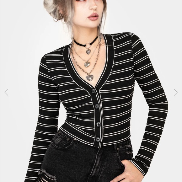 Disturbia Slashed Cropped Cardigan - Picture 2 of 5